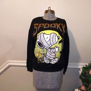 Peanuts Sparkly "Spooky" Mummy Snoopy & Woodstock Halloween Sweatshirt